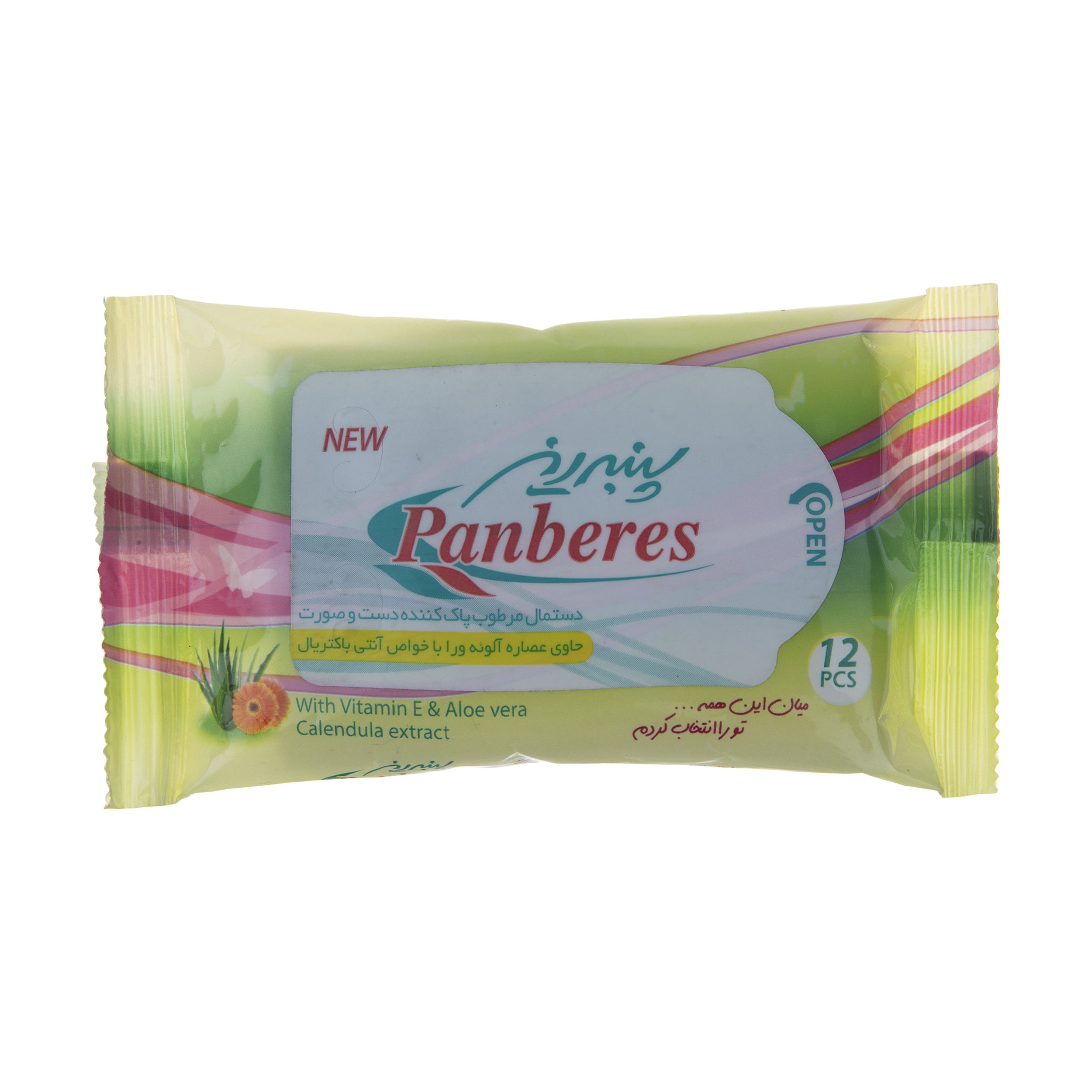 دستمال مرطوب  پنبه ریز مدل aloe vera بسته 12 عددی